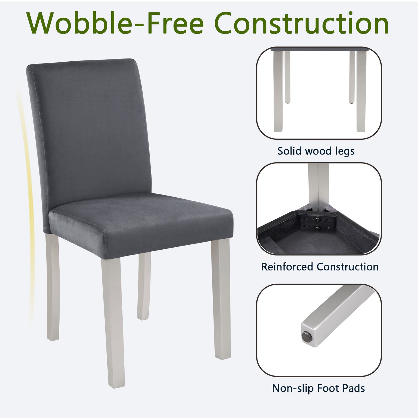 Dining Chairs Set of 4 with Padded Seat - Silver Grey