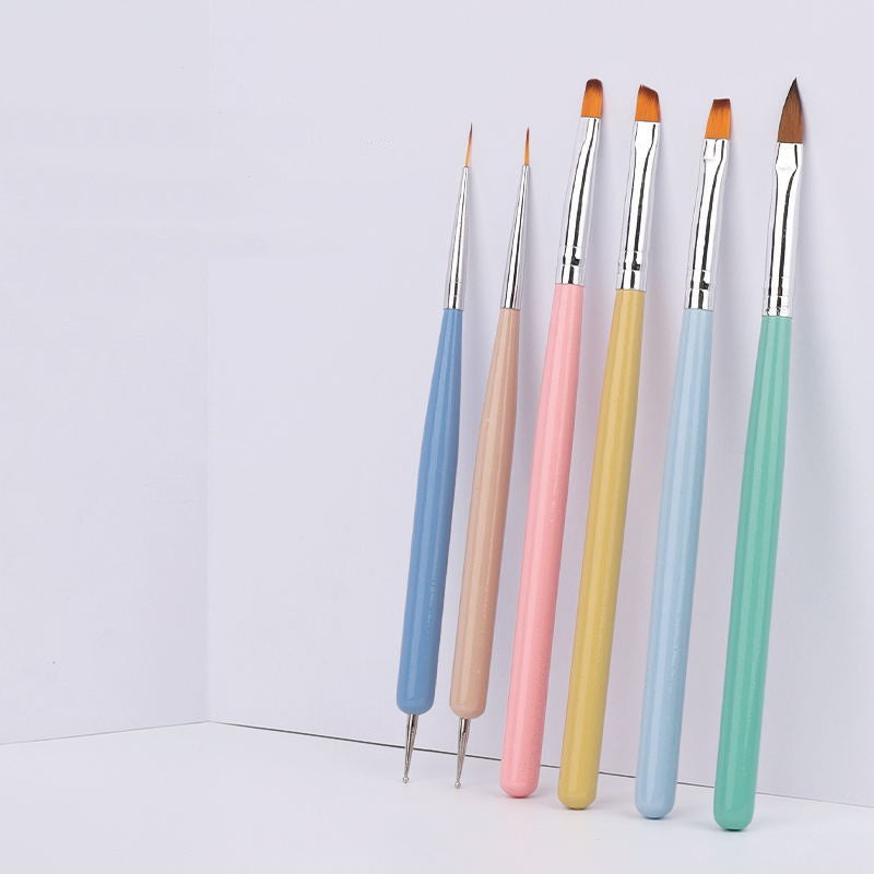 Nail Art Brush Set 6 Pieces - Makaron