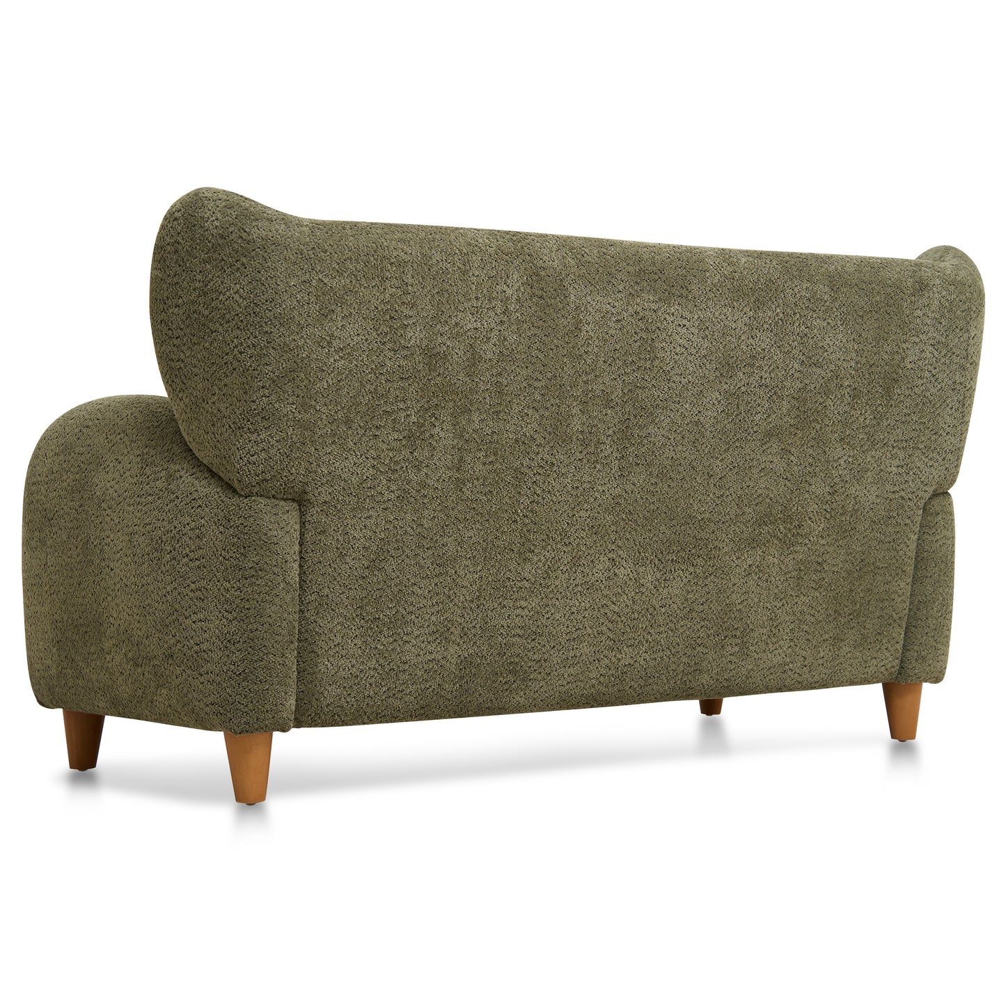 58-Inch Olive Green Chenille Fabric Loveseat with Curved Backrest