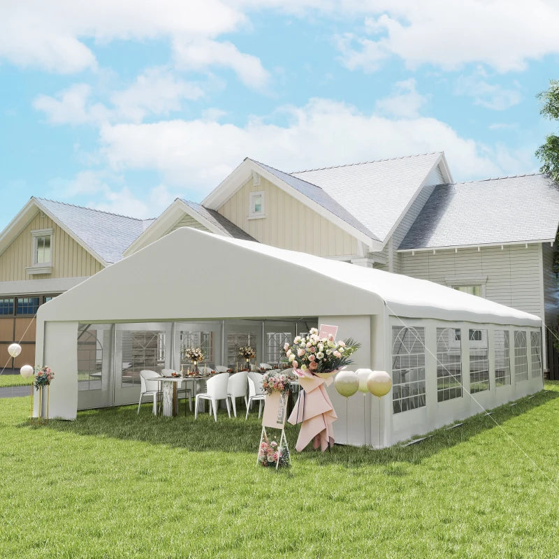 Large Outdoor Carport Canopy Party Tent with Removable Sidewalls - White