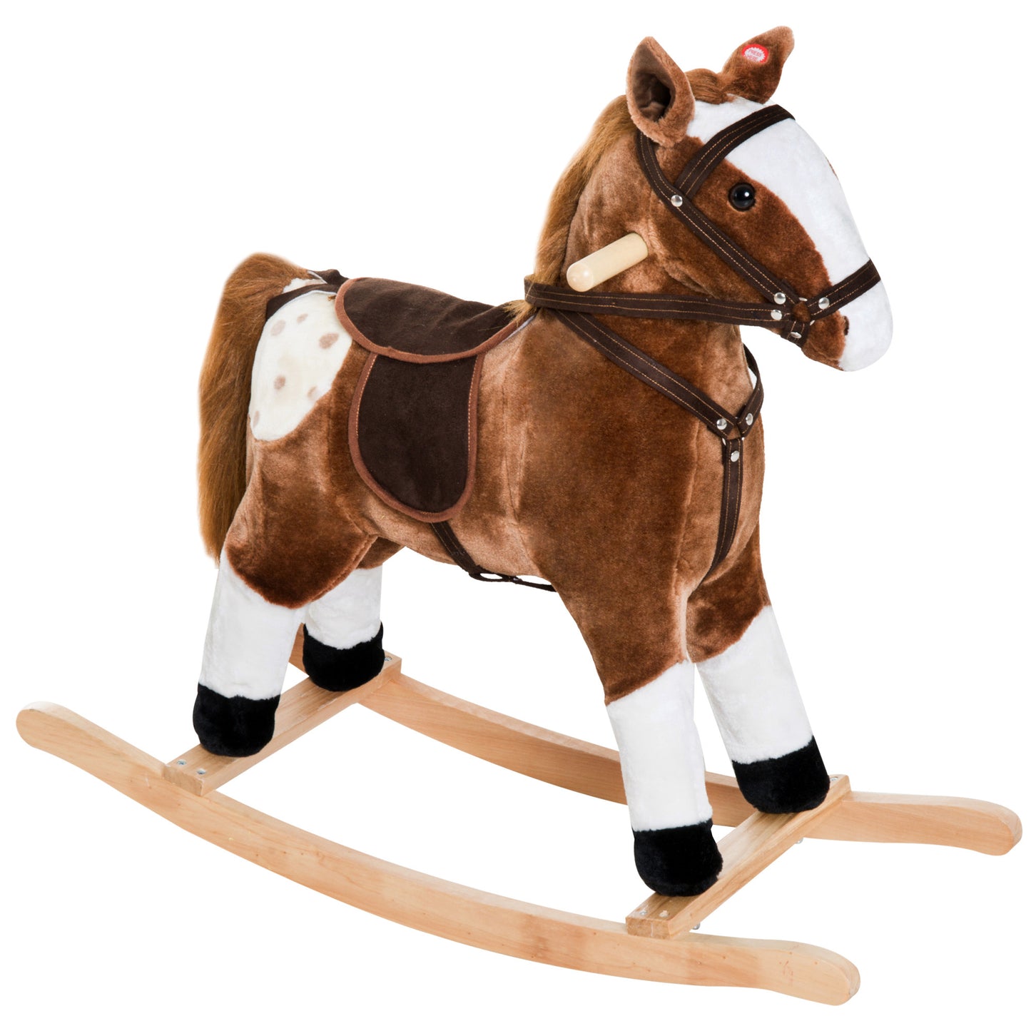 Plush Rocking Horse for Kids with Realistic Sounds - Brown