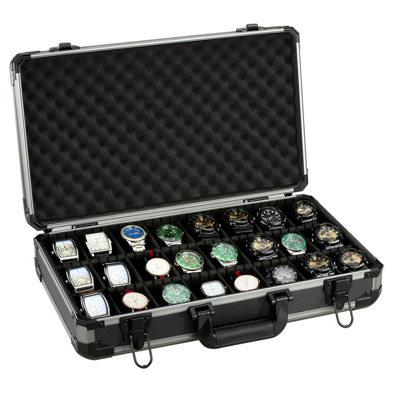 Aluminum Alloy Watch Case with 18 Compartments for Display and Storage