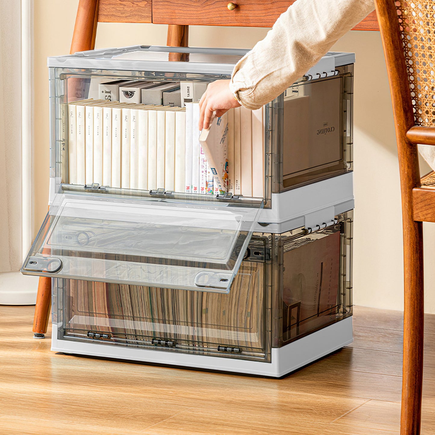 Foldable Storage Bins - Collapsible Organizer with Wheels