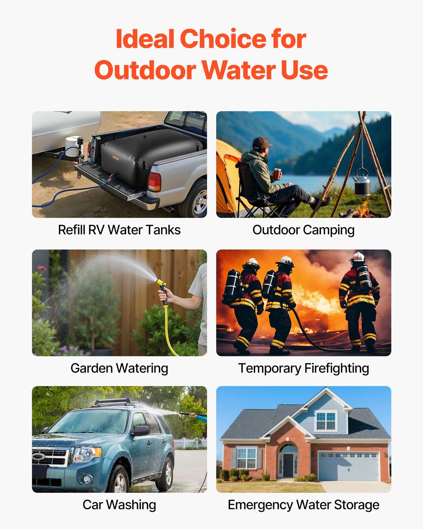 264.2 Gal Collapsible Water Storage Bladder Tank for Irrigation RV Emergency Use - Black