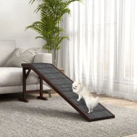 Dog Ramp for Bed - Non-Slip Carpet Pet Ramp with Top Platform, Brown & Grey
