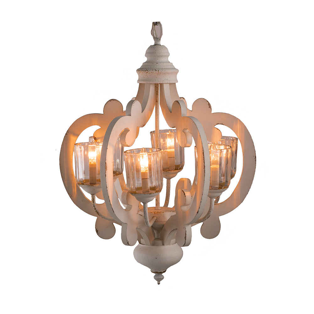 Farmhouse Chandelier, 6-Light Wood Chandelier Pendant Light Fixture