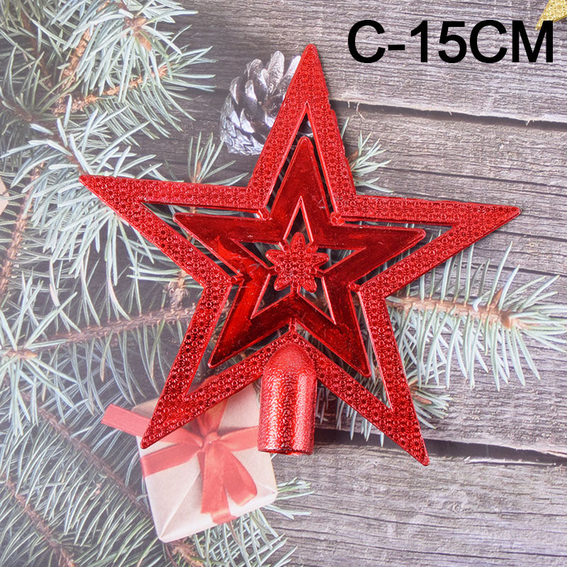 Christmas Tree Topper Star 10-20cm Electroplated Flat Five-Pointed Decoration