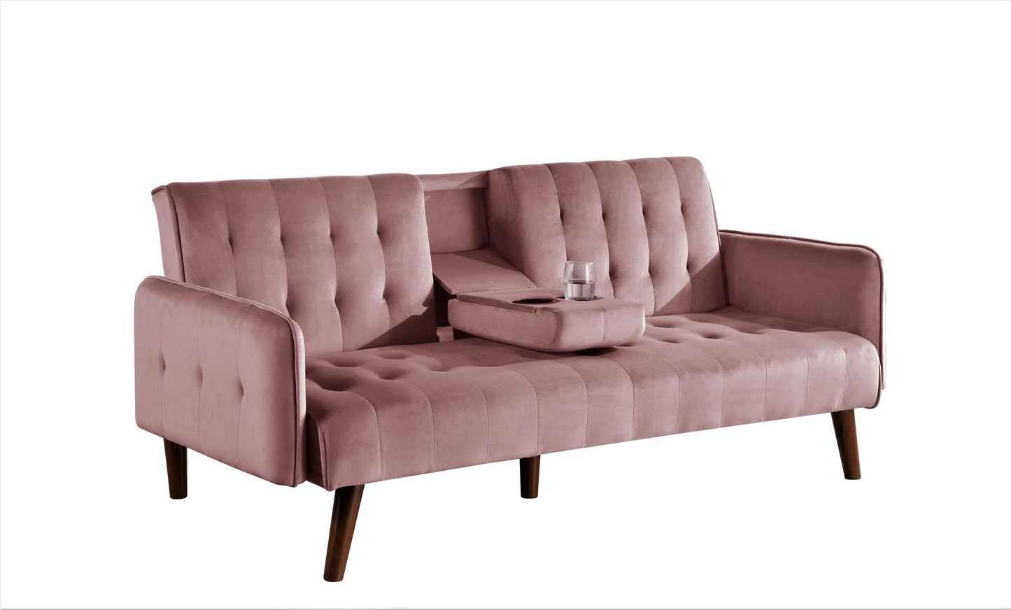 72 Sleeper Sofa Bed - Convertible Folding Backrest To Full With Cup