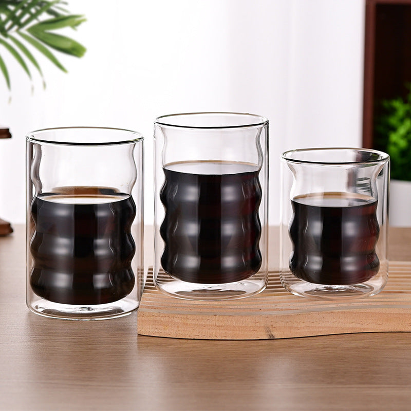 High Borosilicate Spiral Double-Layer Drinking Cup - 225ml, 350ml, 375ml