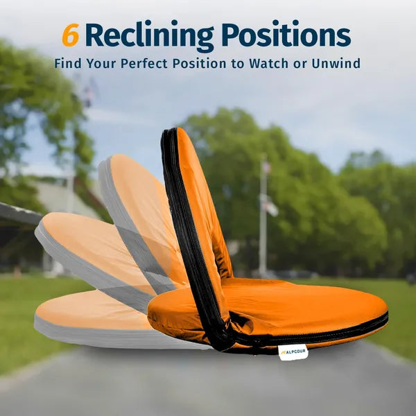 Reclining Stadium Seat - Waterproof 6-Position Comfort - Orange