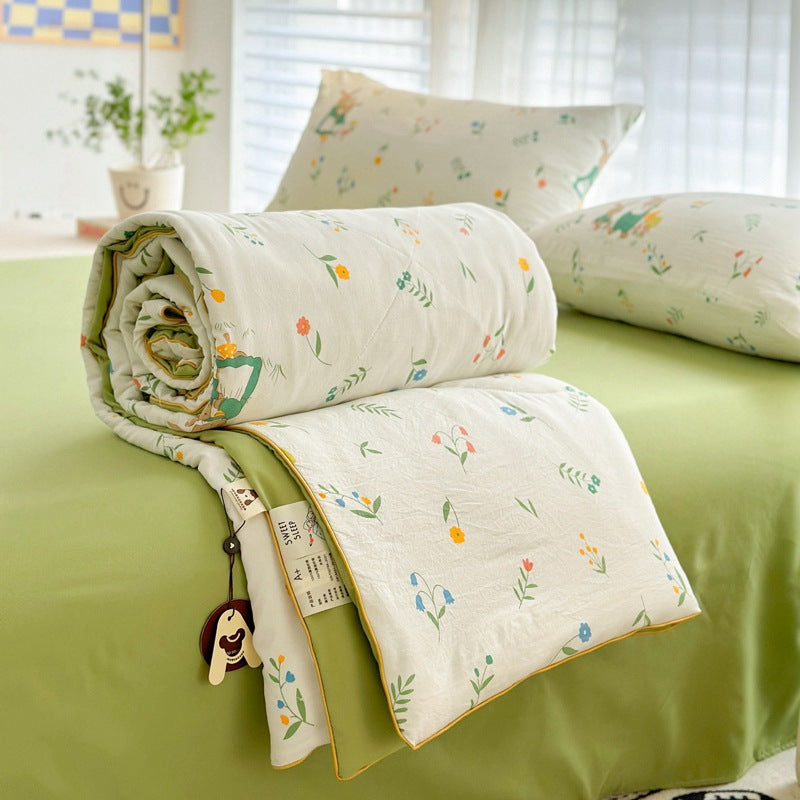 Summer Quilt with Soybean Fiber and Cotton Washable Bedding Set