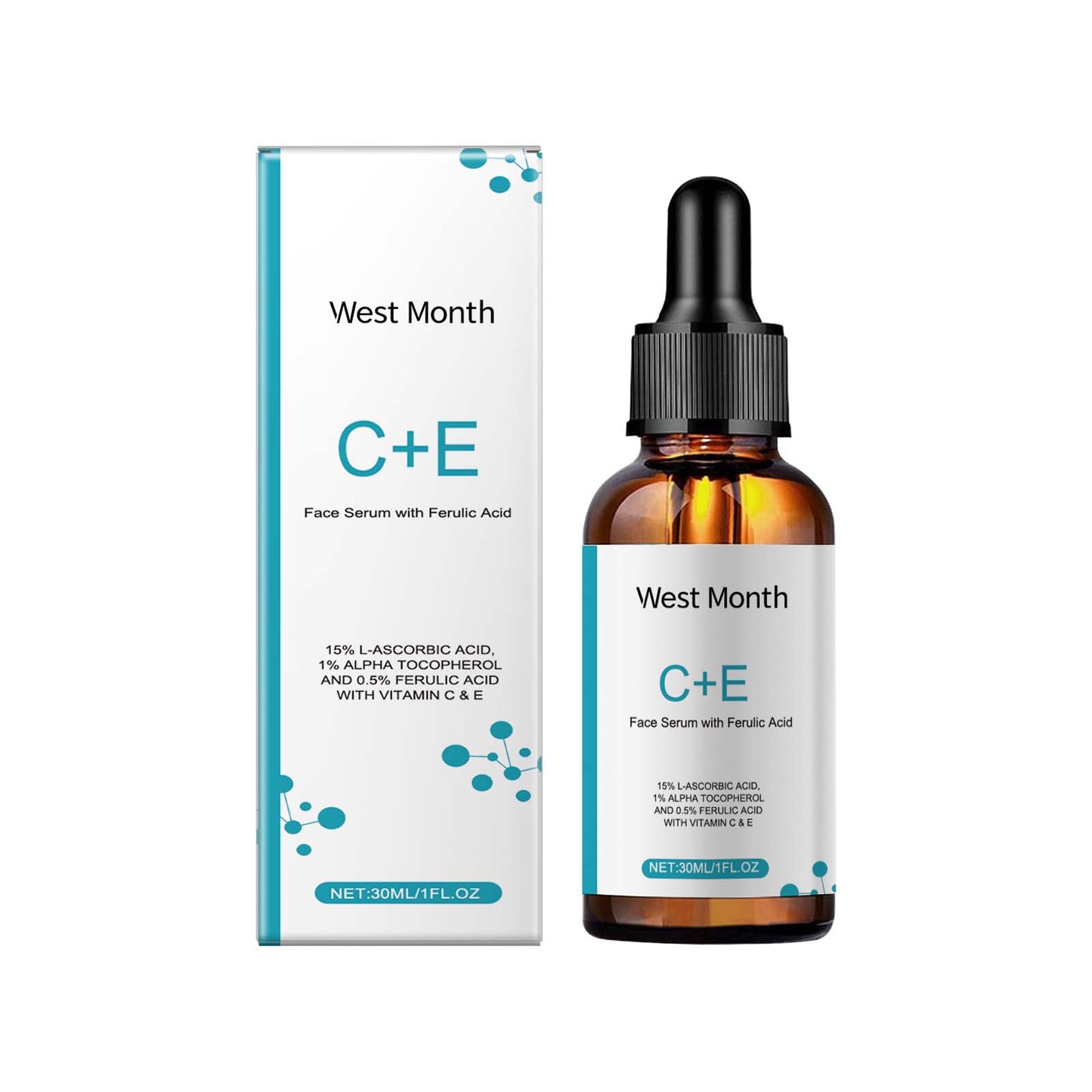Vitamin C Facial Serum with Ferulic Acid & Collagen - 30ml Brightening