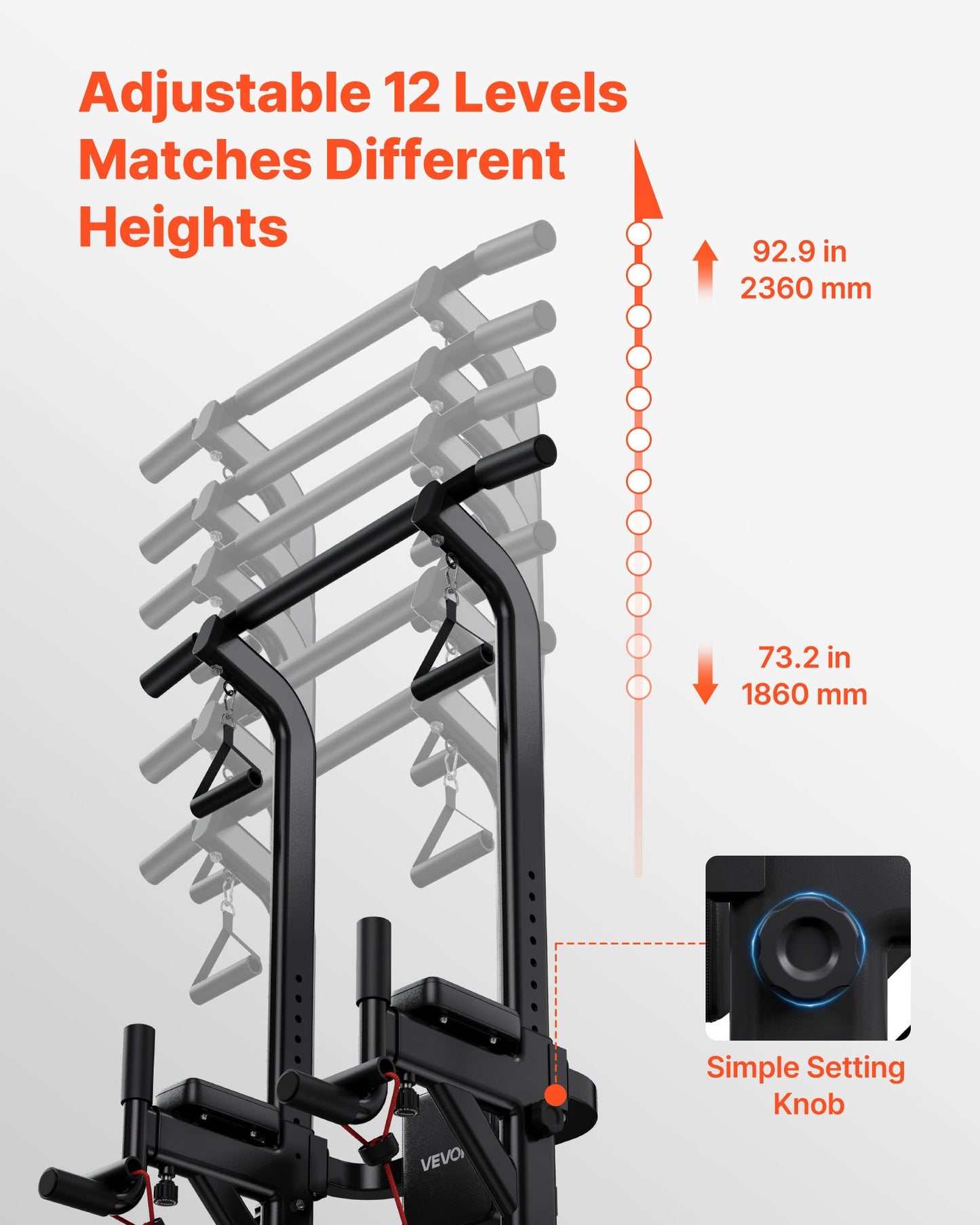 Power Tower Pull Up Bar for Home Gym - 330 LBS Weight Capacity, Adjustable Height, Stable H-Shaped Base