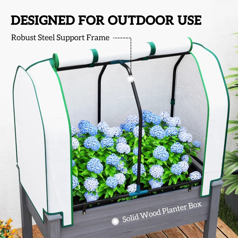Raised Garden Bed Planter Box - Dark Gray with PE Cover