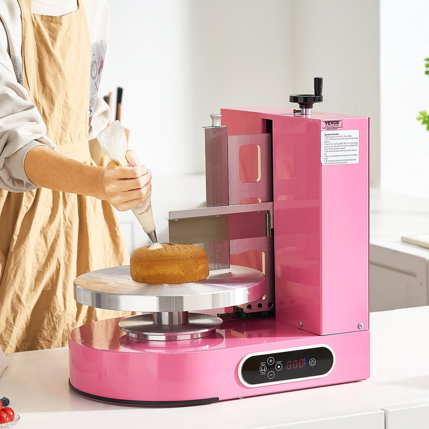 Cake Decorating Machine for 4-12 Inch Cakes - Pink, Adjustable Speed & Turntable