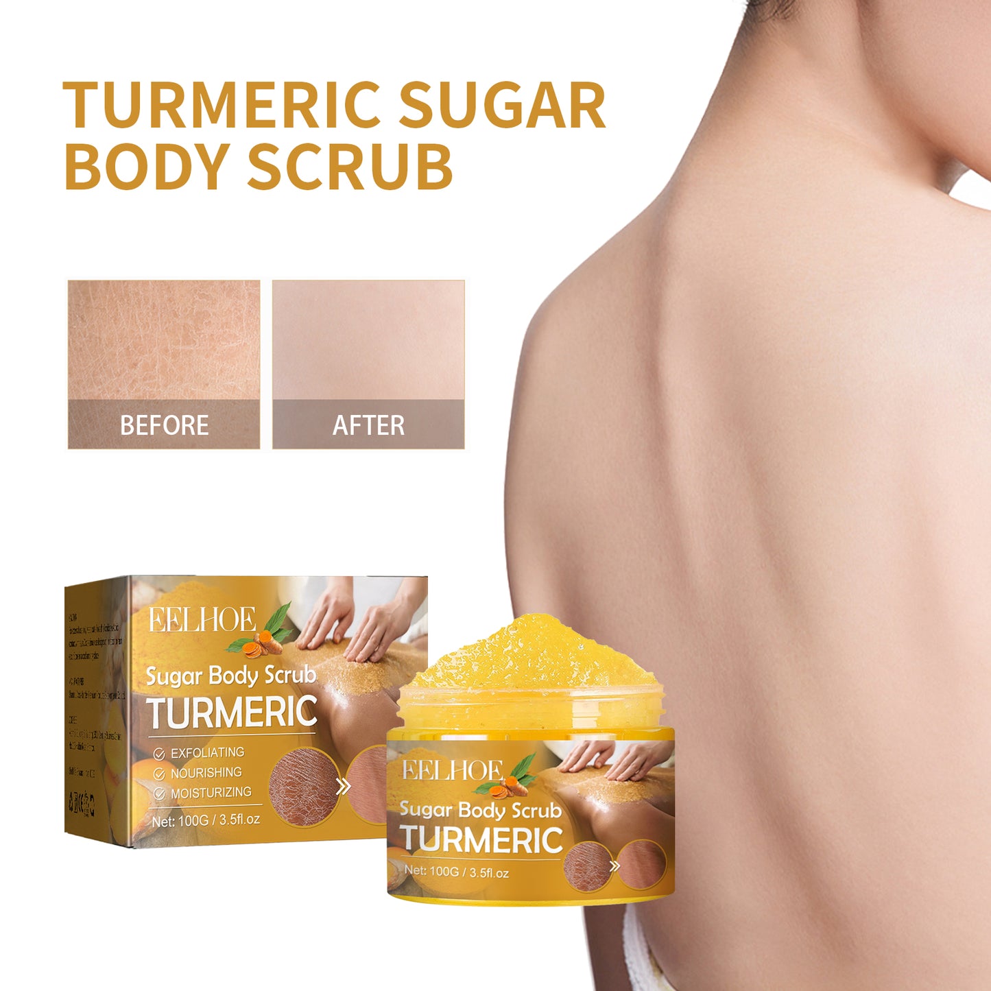 Turmeric Body Scrub for Exfoliation and Skin Brightening - Natural Formula