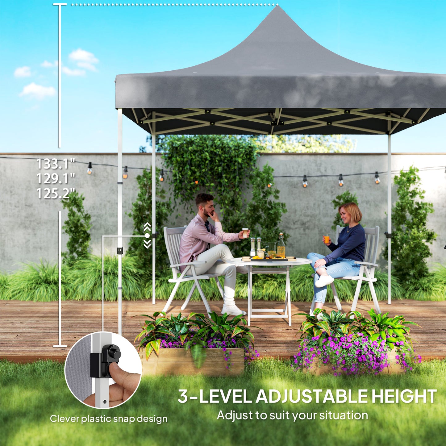 10'x10' Heavy Duty Pop Up Canopy Tent with Sidewalls - Gray