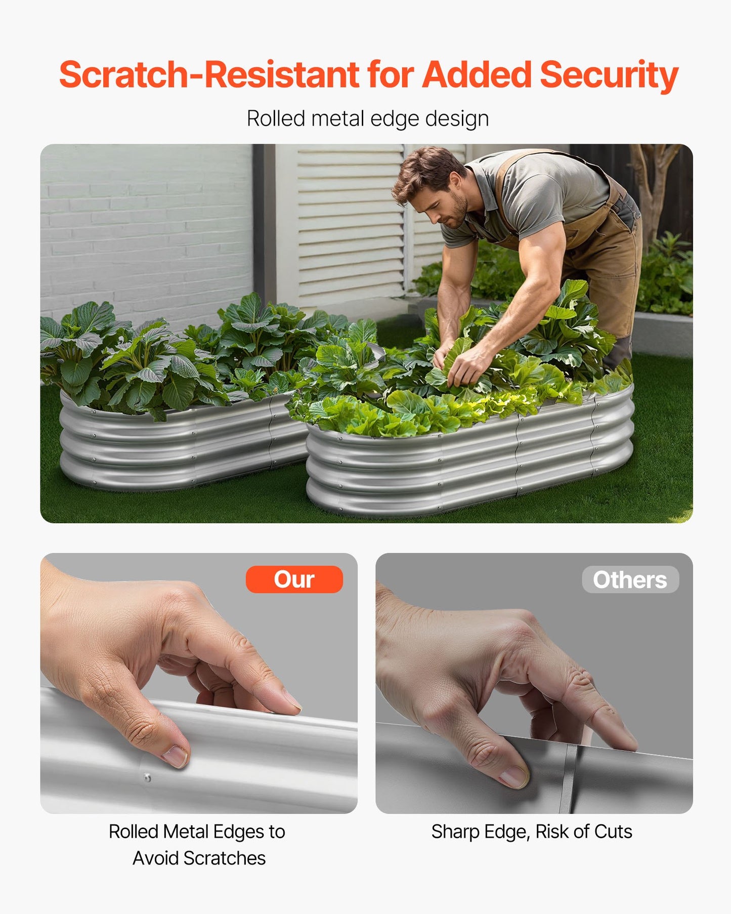 Metal Raised Garden Bed 4x2x1 Ft Oval Outdoor Planter Box Galvanized
