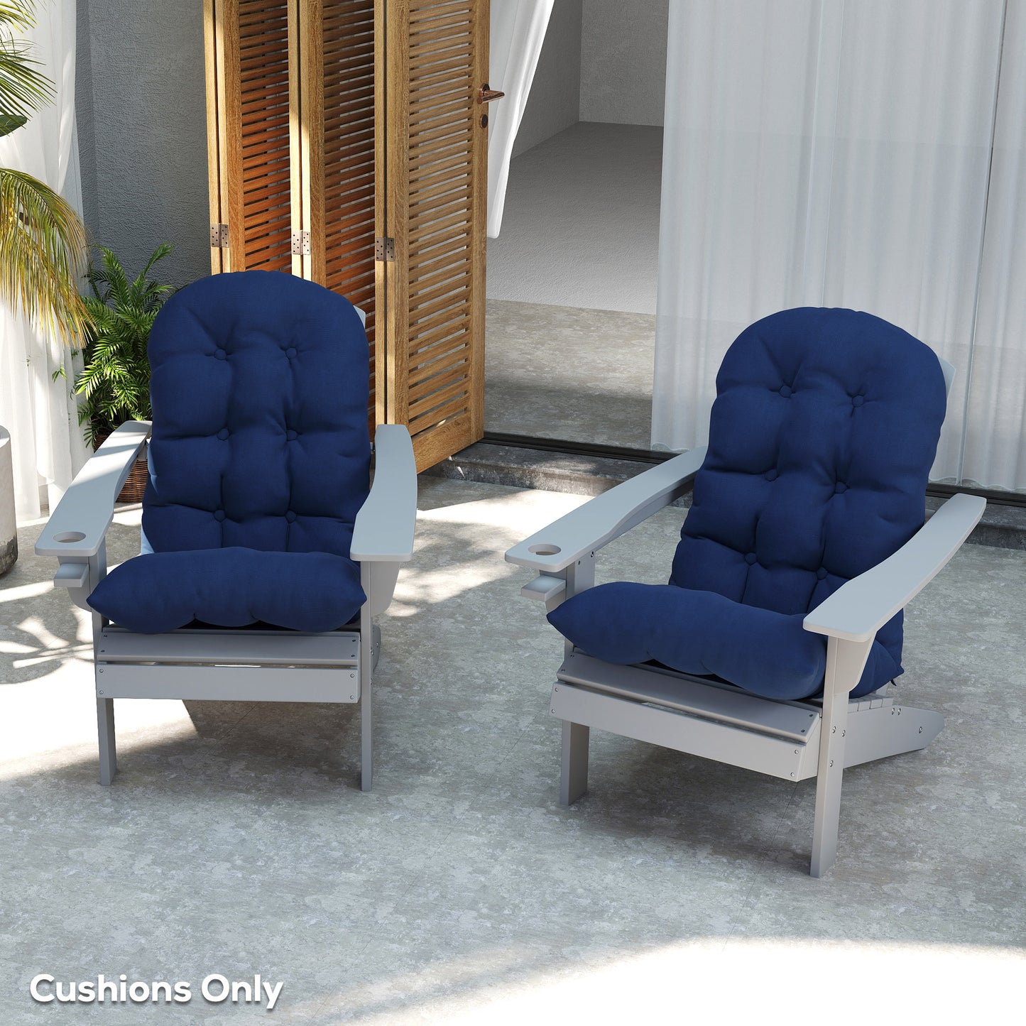 Adirondack Chair Cushions Set of 2 - Navy Blue Tufted Cushions