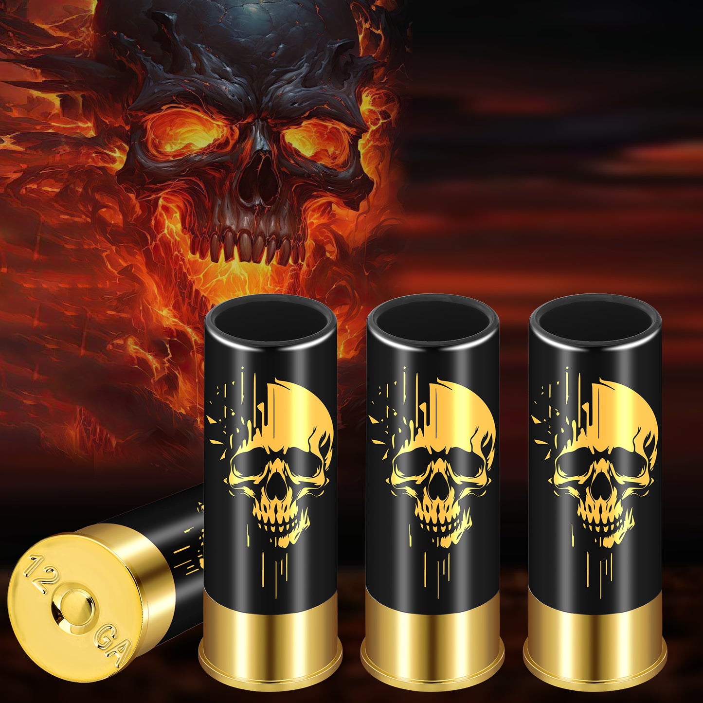 Skull Shot Glasses Set - 4pcs Reusable Plastic Cups for Cocktails