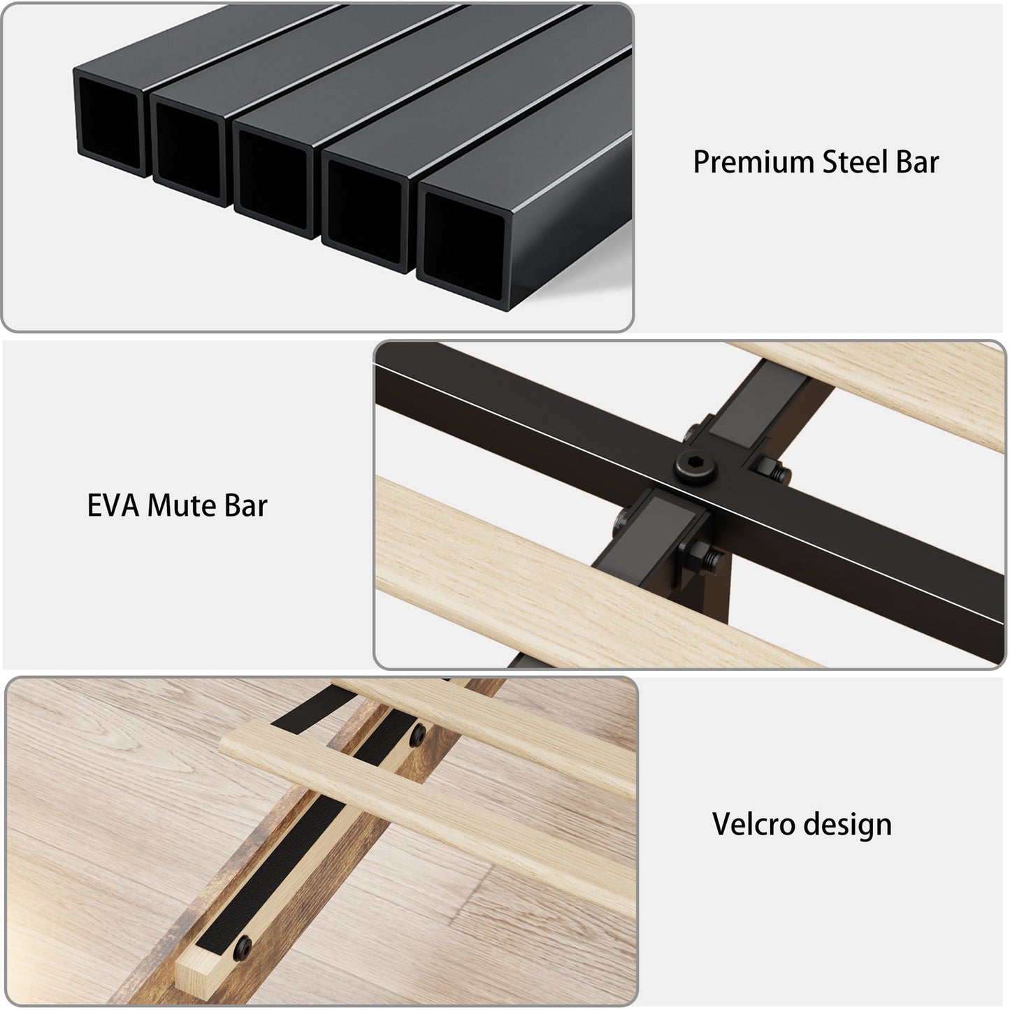 Queen Metal Platform Bed Frame with Charging Station - Dark Brown