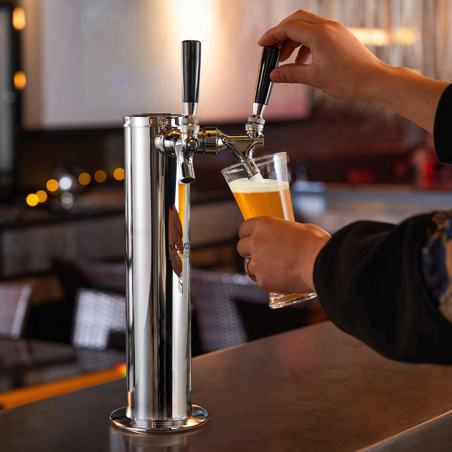 Stainless Steel Dual Tap Draft Beer Tower Dispenser Kit