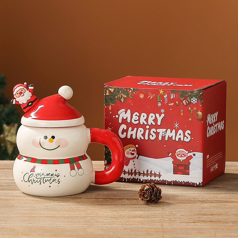 Christmas Snowman Ceramic Water Cup - Large Capacity Festive Drinkware