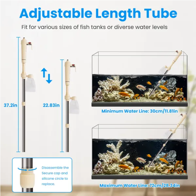 Electric Aquarium Gravel Cleaner Kit - Multi Functional Fish Tank Maintenance Tool