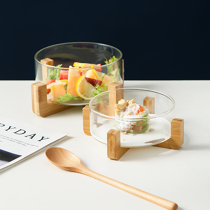 Glass Salad Bowl Large & Small Sizes - Durable Tableware for Fresh Salads