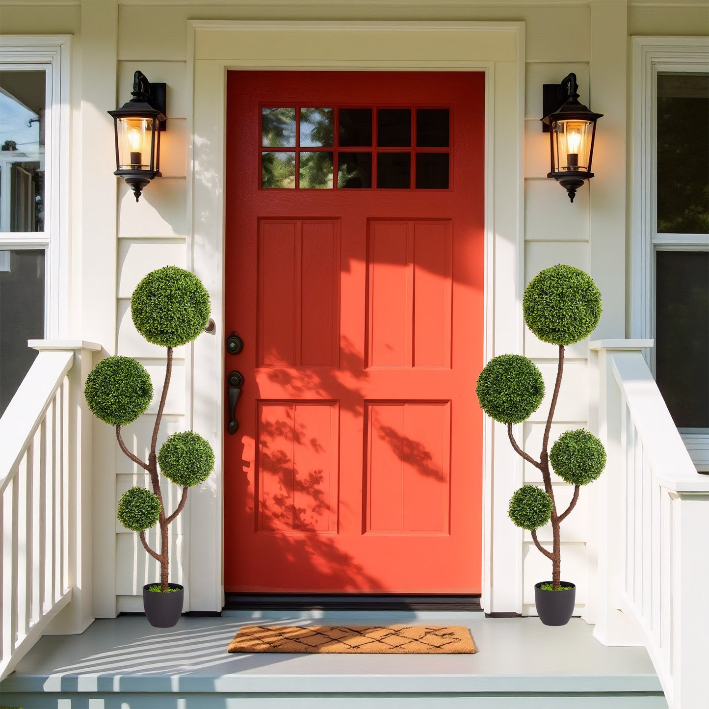 5FT Artificial Boxwood Topiary Tree - Triple Ball Shaped Faux Plant