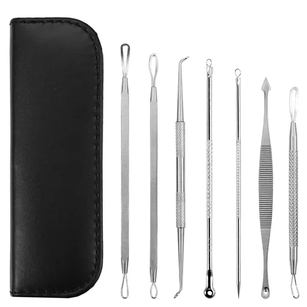 7-Piece Blackhead Remover Kit - Stainless Steel Pimple & Acne Extractor