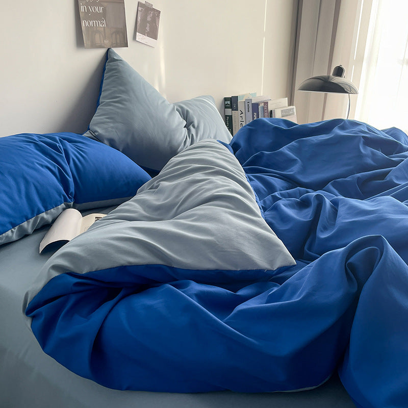 Solid Color Bedding Set - 4-Piece Quilt Cover & Sheets for Dorm Room