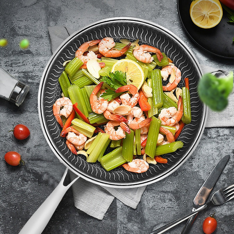 Stainless Steel Frying Pan with Glass Cover - Induction & Gas Stove Compatible
