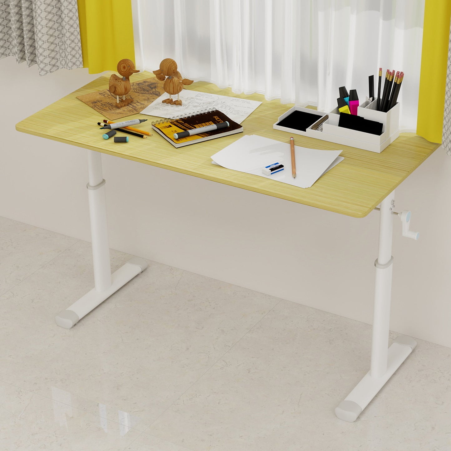 Height Adjustable Study Desk for Home Office - 60cm x 120cm