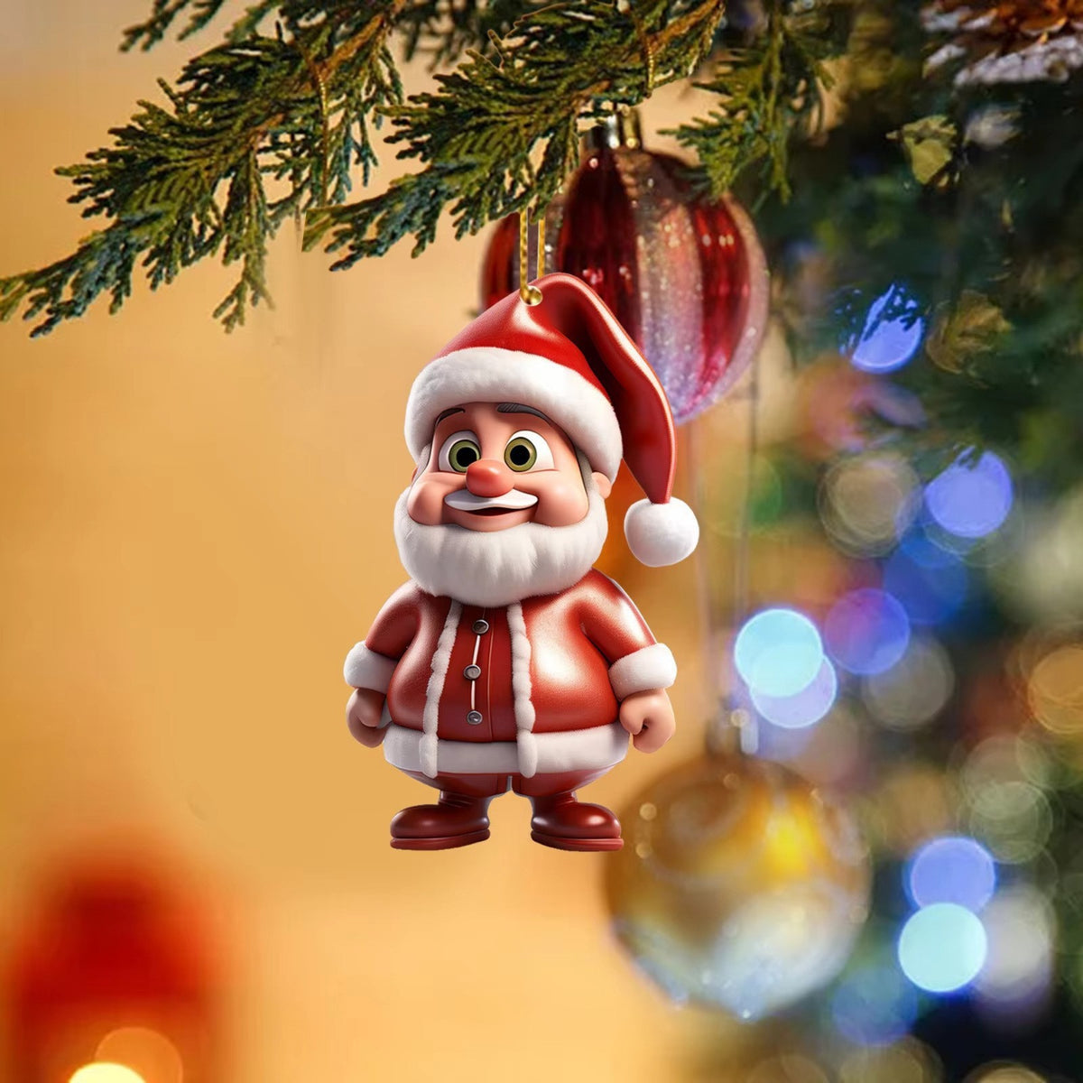 Acrylic Santa Claus Holiday Decor Pendant for Seasonal Festivities