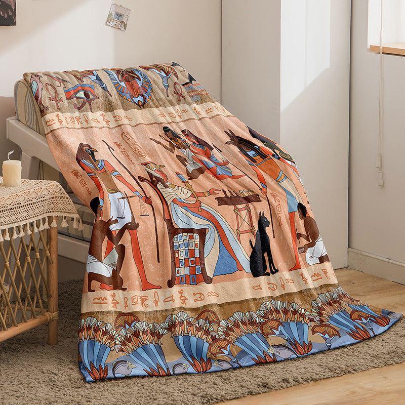 Indian Style Flannel Blanket - Digital Print Bohemian Bedding