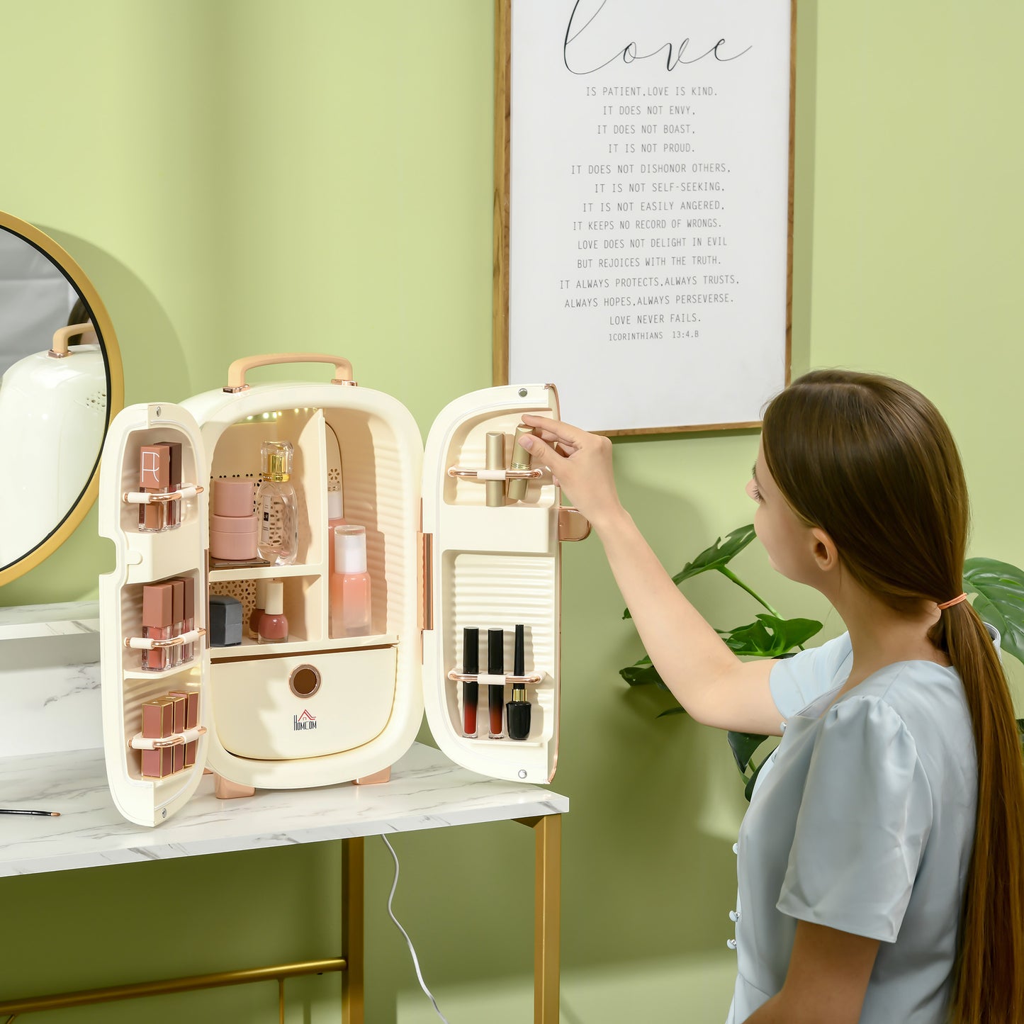 12L Portable Skincare Fridge with LED Display for Beauty & Makeup, White