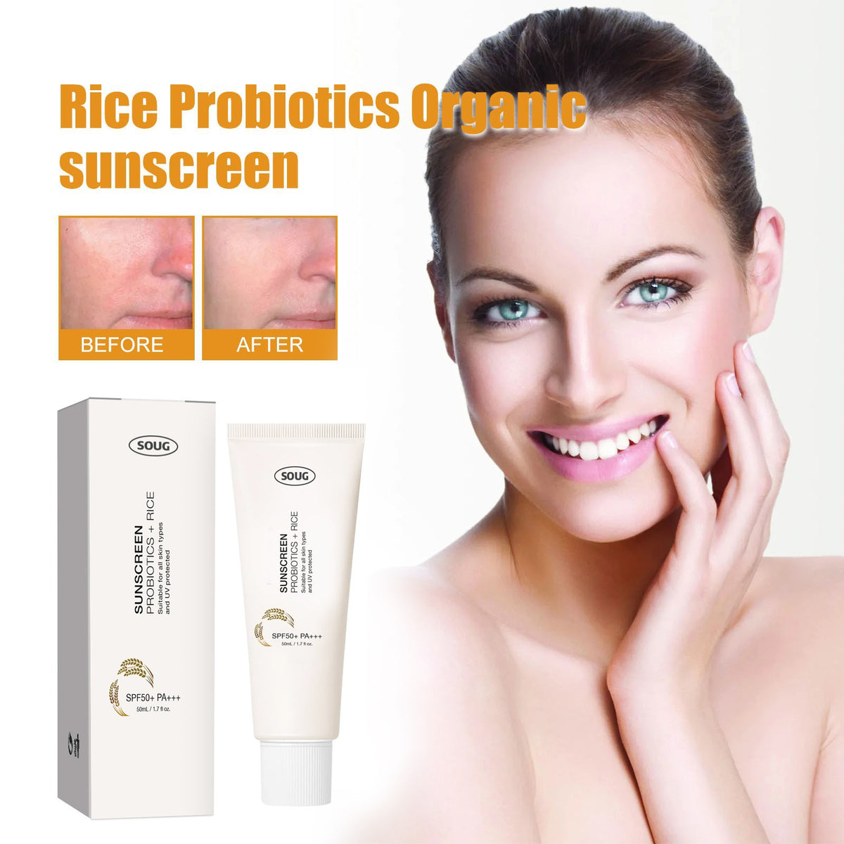 Probiotics Sunscreen Cream SPF 50 Moisturizing UV Protection 50ml