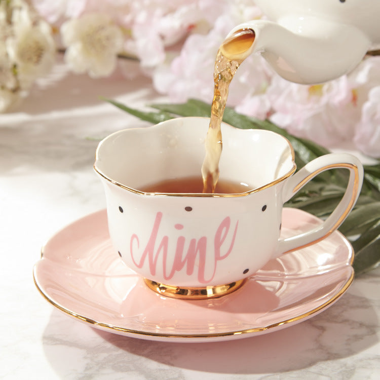 Coffee Cup and Saucer Set with Handle - Pink or Blue, 150ml Capacity