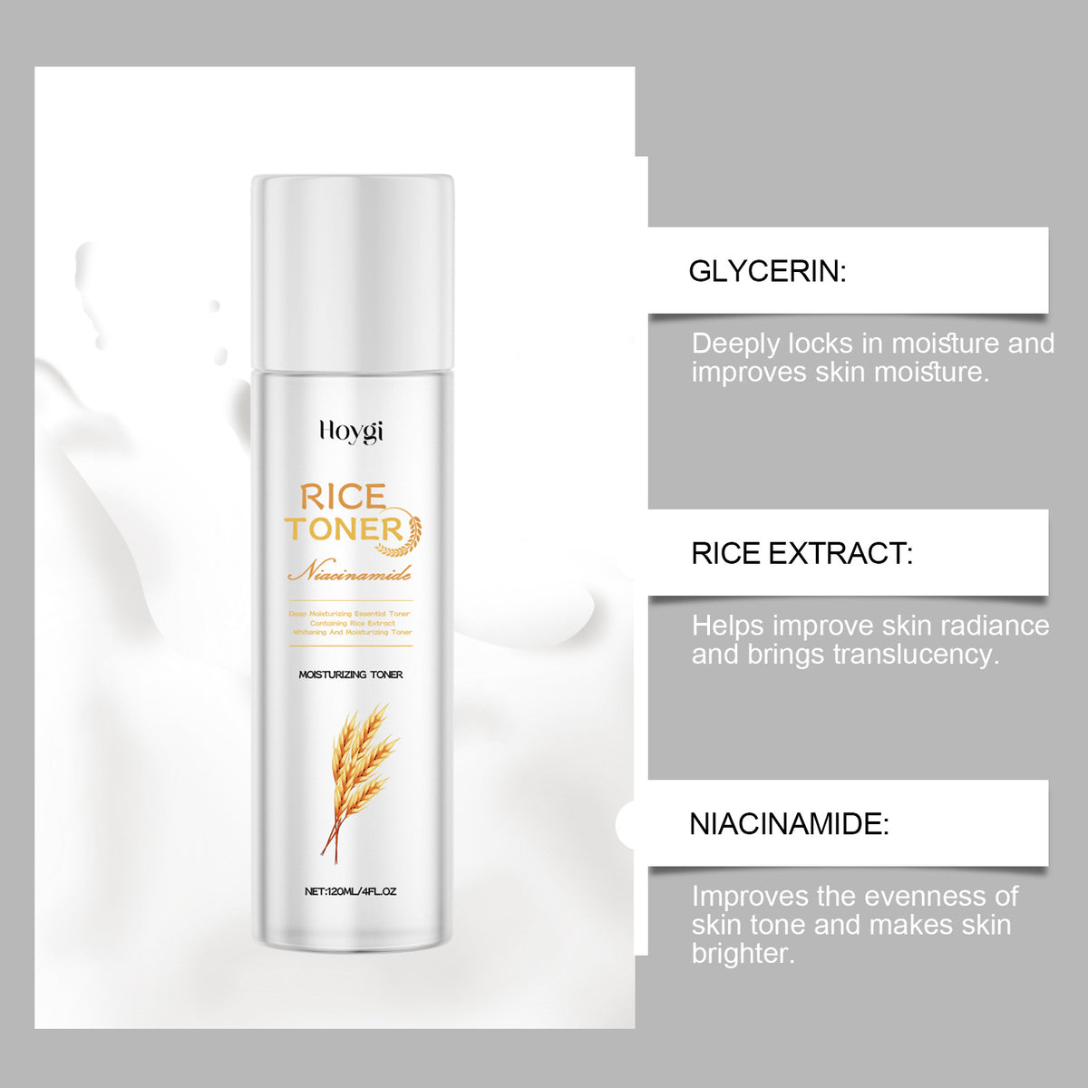 Moisturizing Facial Lotion with Rice Extract - 120ML Hydrating Skin Care