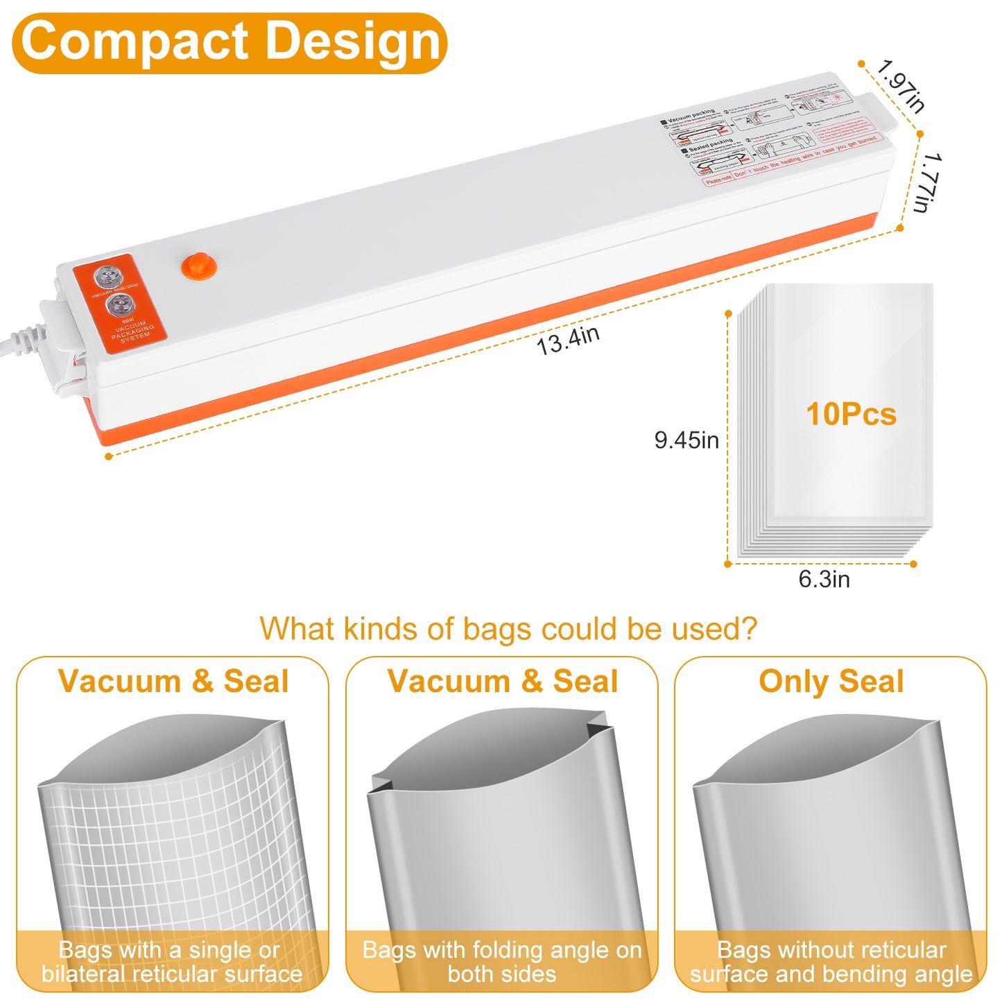 Electric Vacuum Sealer Machine - Compact Food Sealing System
