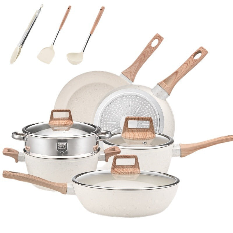Granite Nonstick Cookware Set 12 Pieces - Black & White Home Kitchen