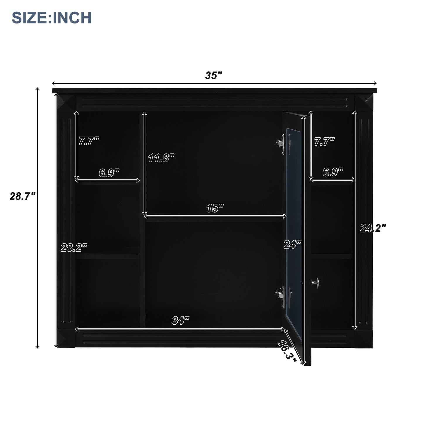 36'' Modern Bathroom Vanity with Black Mirror Cabinet & Sink