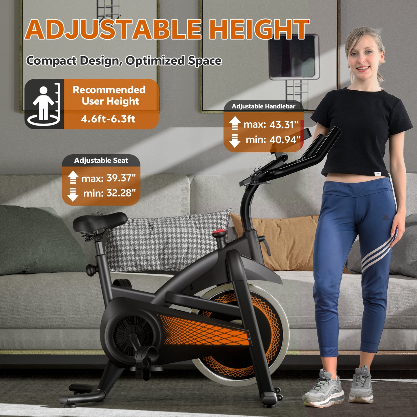 Adjustable Magnetic Resistance Exercise Bike with Tablet Mount