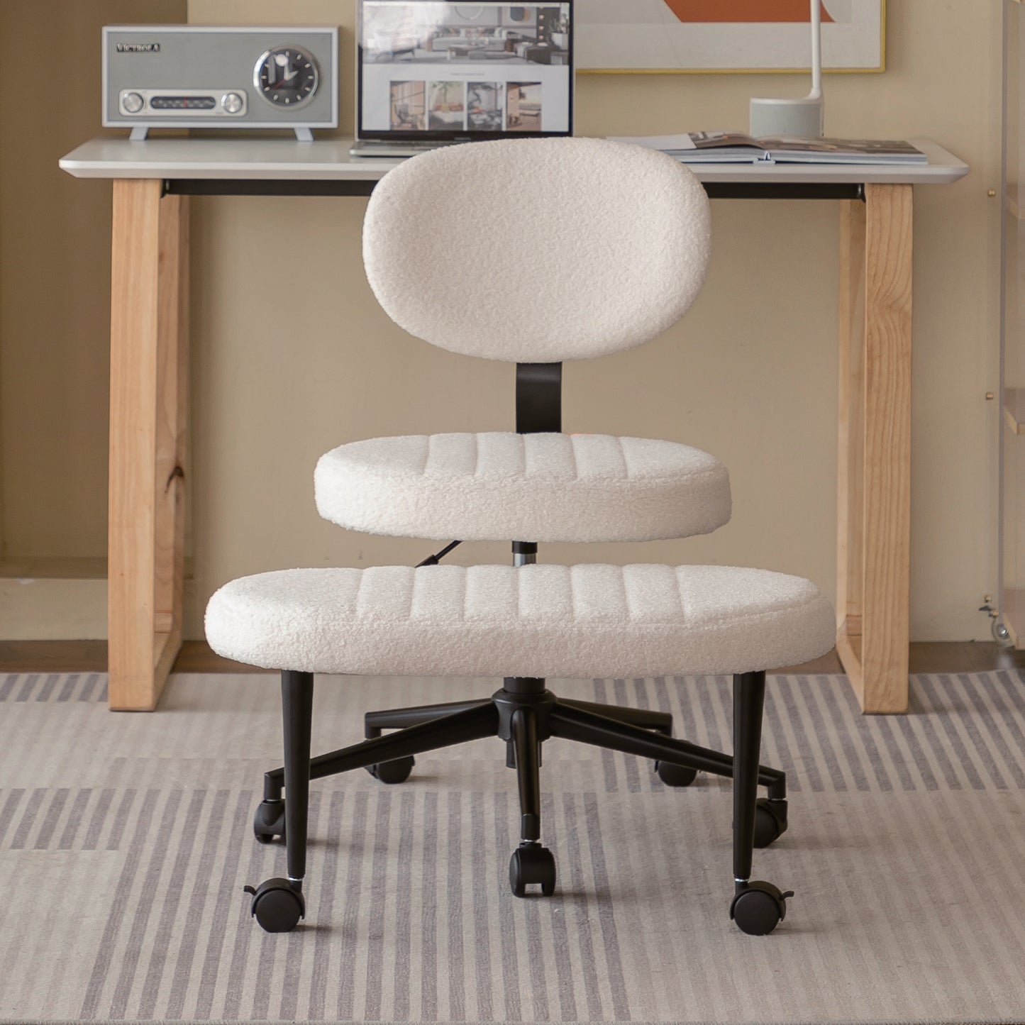 Ergonomic Cross Legged Office Chair - Swivel Meditation Design, White
