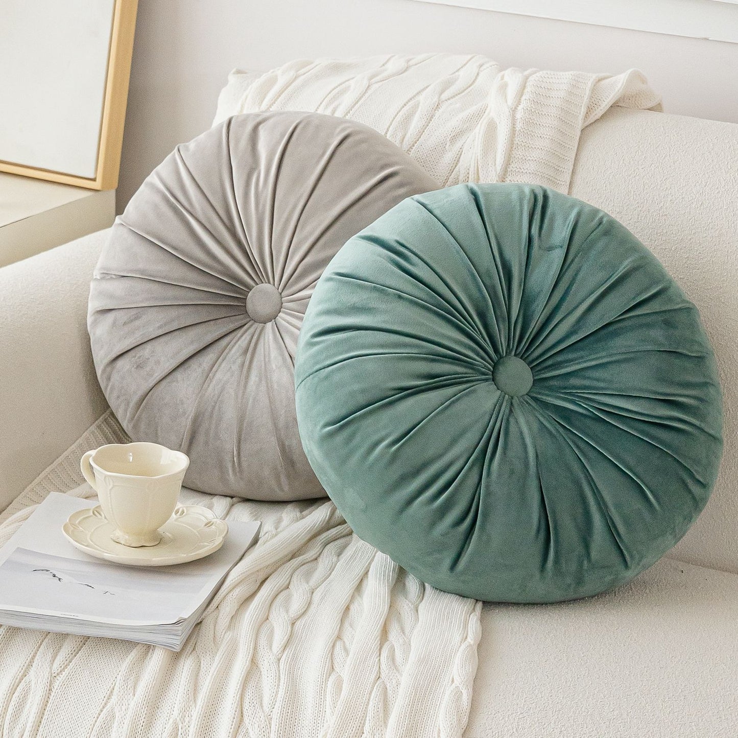 Nordic Handmade Solid Color Round Pumpkin Pillow Modern Cushion 40x40cm