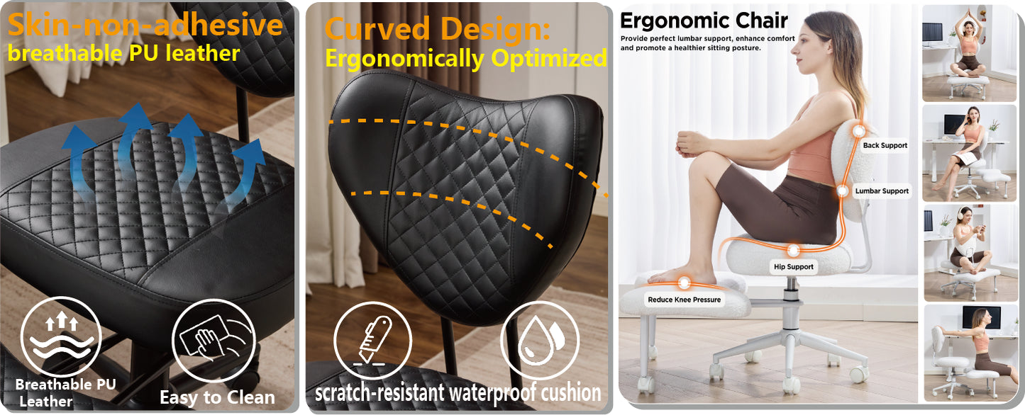 Ergonomic Meditation Chair with Lumbar Support - Black