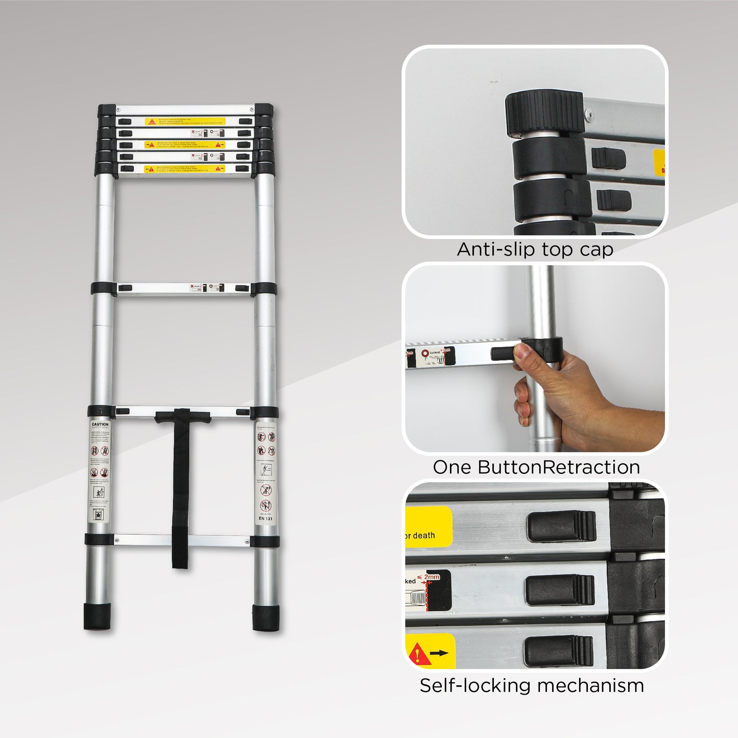 8.5ft Telescoping Aluminum Ladder - Portable Folding Extension for Indoor Outdoor Work