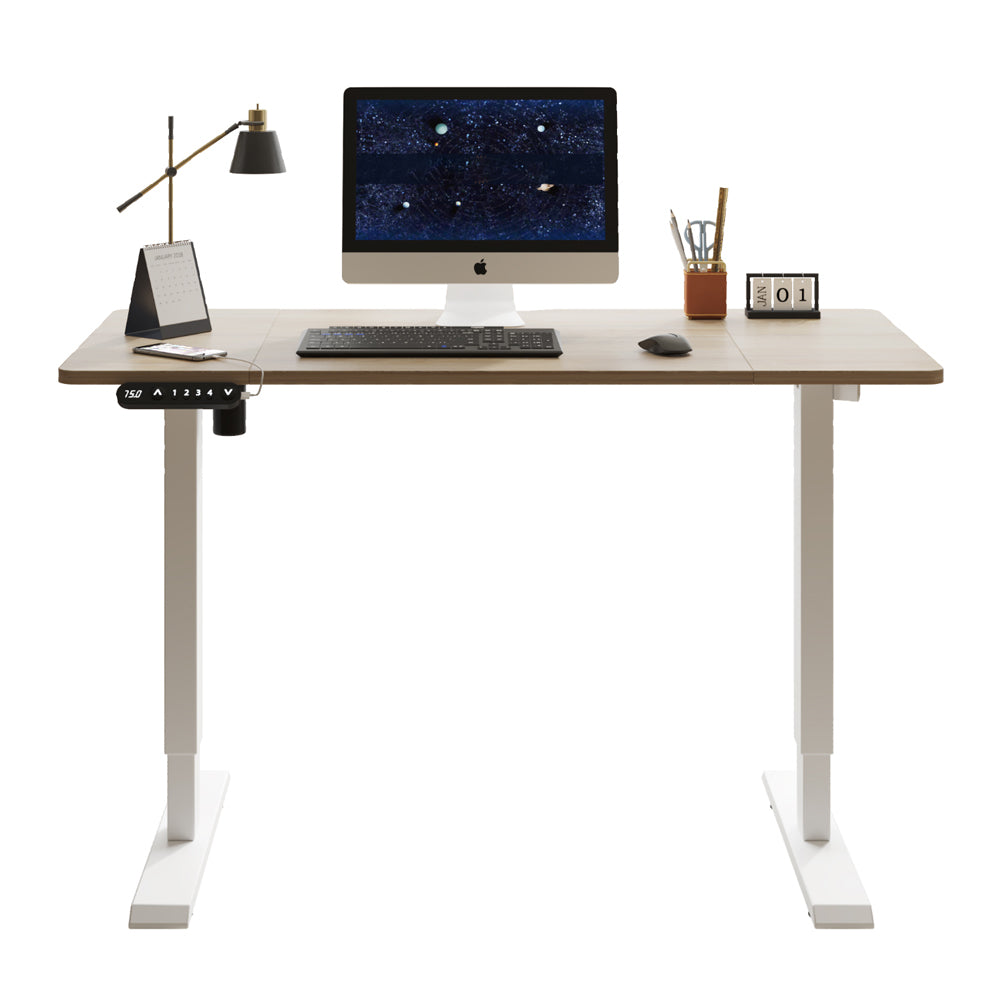 Electric Height Adjustable Standing Desk - 55" Oak Finish