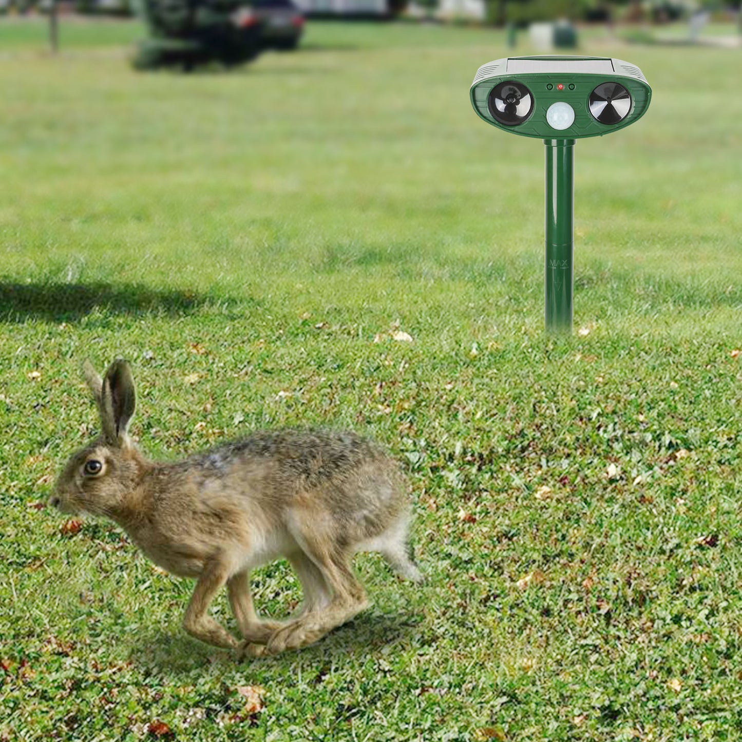 Solar Ultrasonic Animal Repeller with PIR Motion Sensor - Waterproof